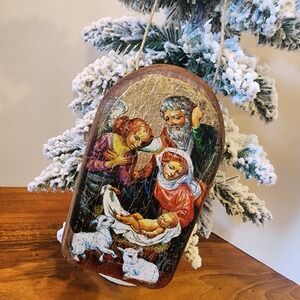 G. DeBrekht Wood Christmas Ornament The Holy Family Religious Decor Nativity EUC